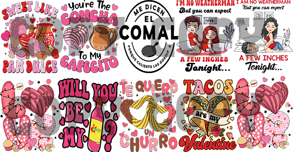 E74 Decal Valentine BUNDLE OF 104.5 tall 4.2 wide UVDTF WRAP