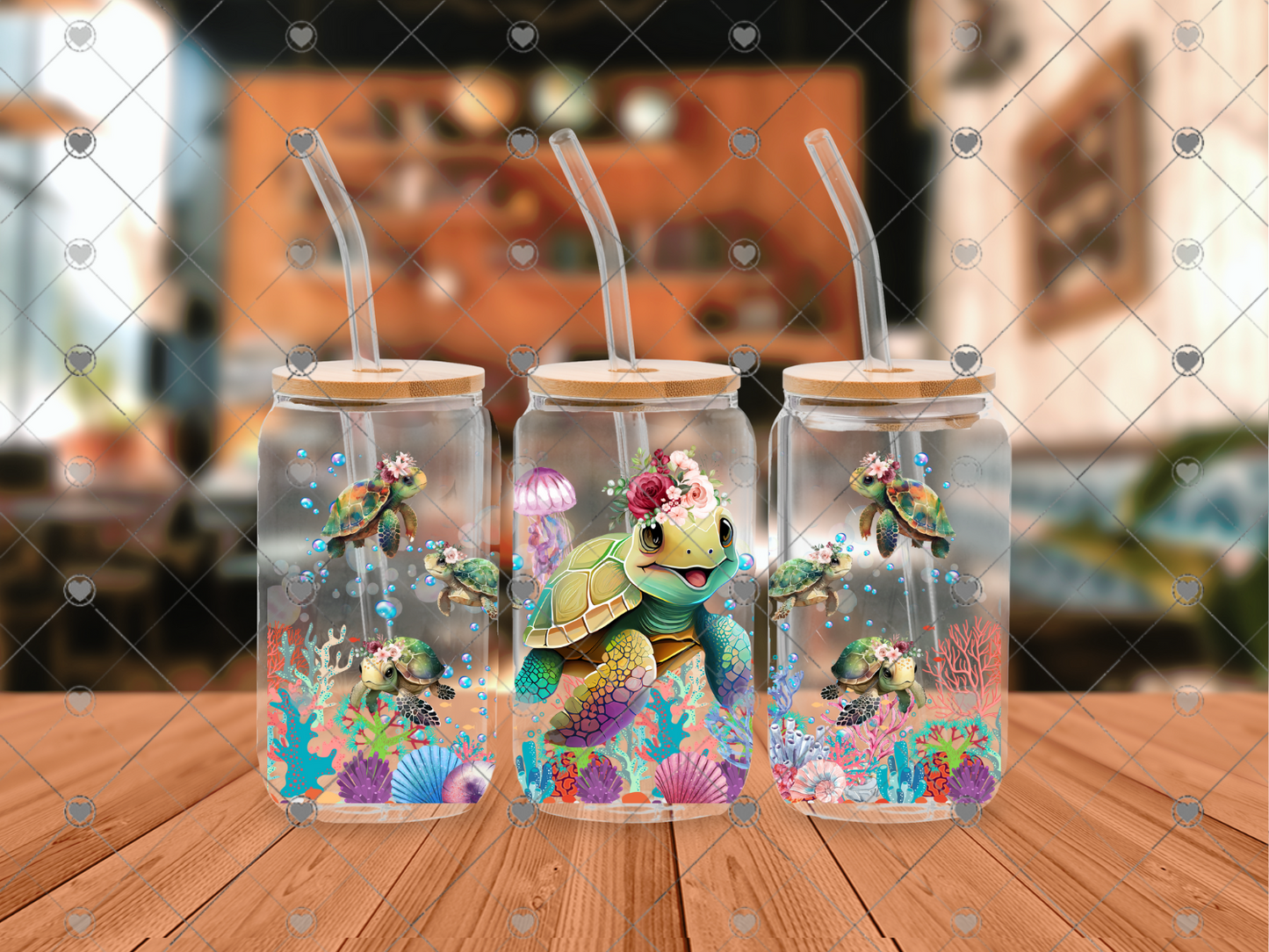 661 Cute Turtle 16OZ UVDTF WRAP