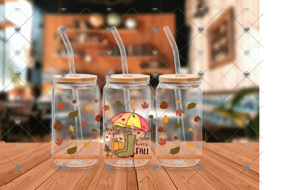 C62 JUST A GIRL WHO LOVES FALL 16 OZ UVDTF WRAP