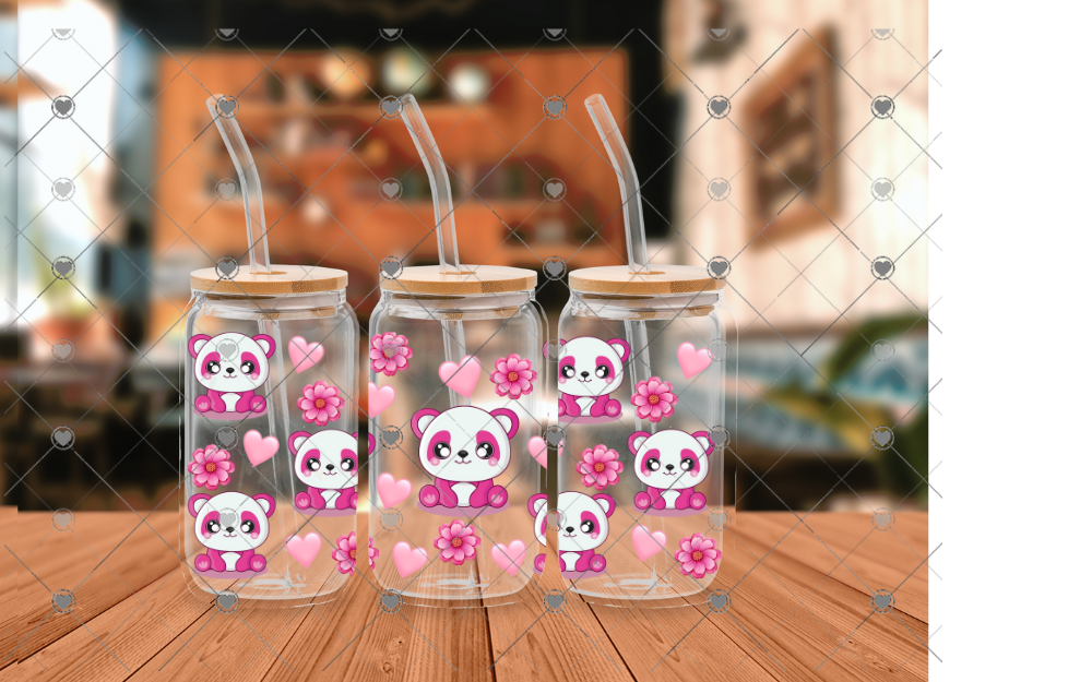 C83 PInk Pandas 16 OZ UVDTF