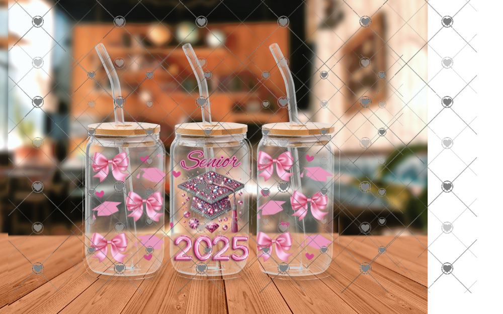 F08 CLASS OF 2025 SENIOR BLINK PINK 16 OZ UVDTF WRAP