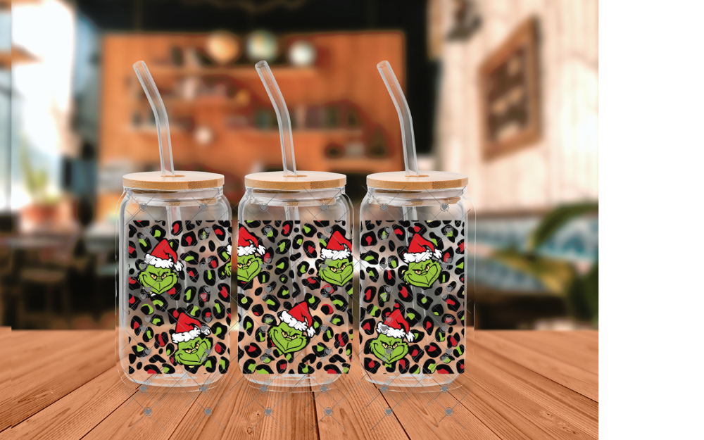 D17 Grinch Leopard Christmas 16OZ UVDTF WRAP