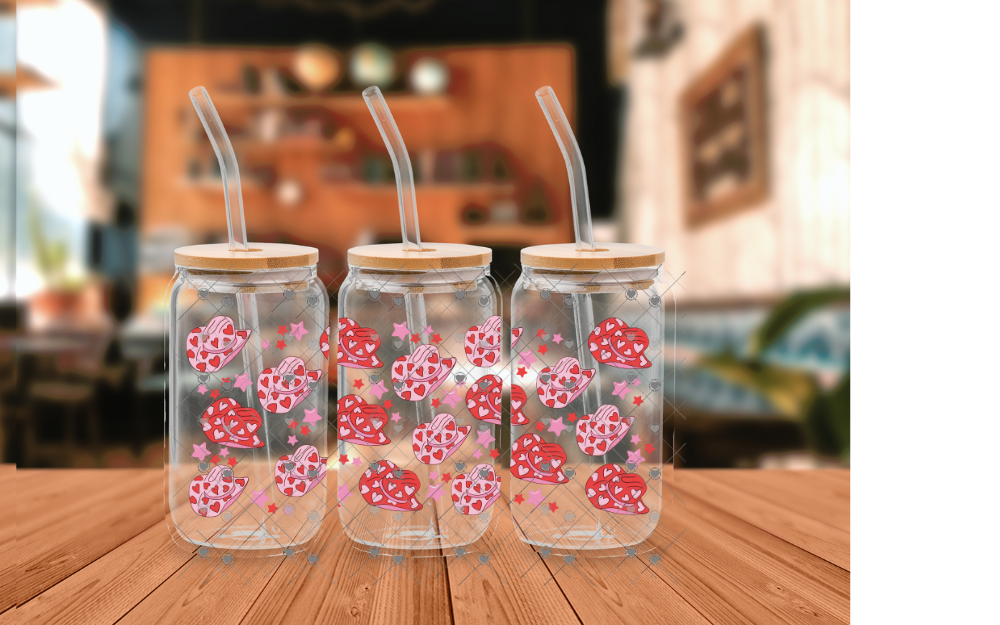 E53 COWGIRL HATS PINK 16 OZ UVDTF WRAP