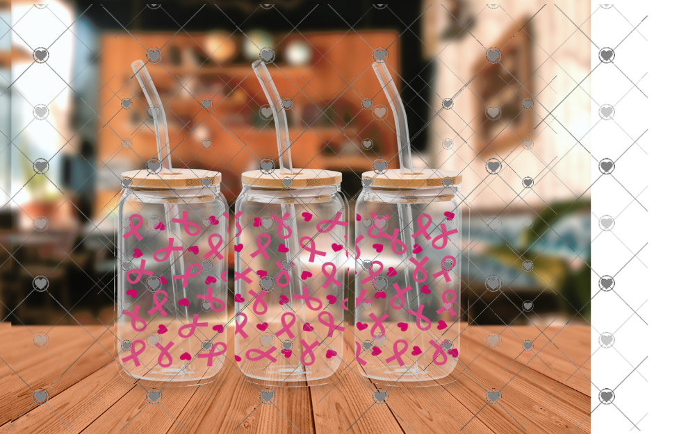 F74 PINK RIBBONS 16OZ UVDTF WRAP