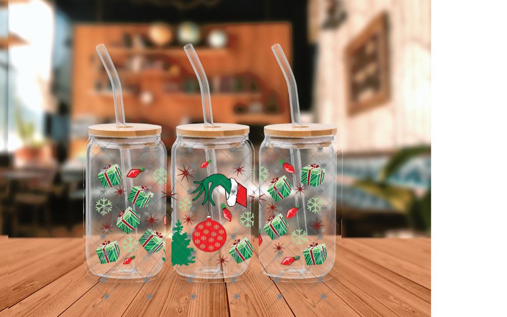 D85 GRINCH HAND CHRISTMAS 16 OZ UVDTF WRAP