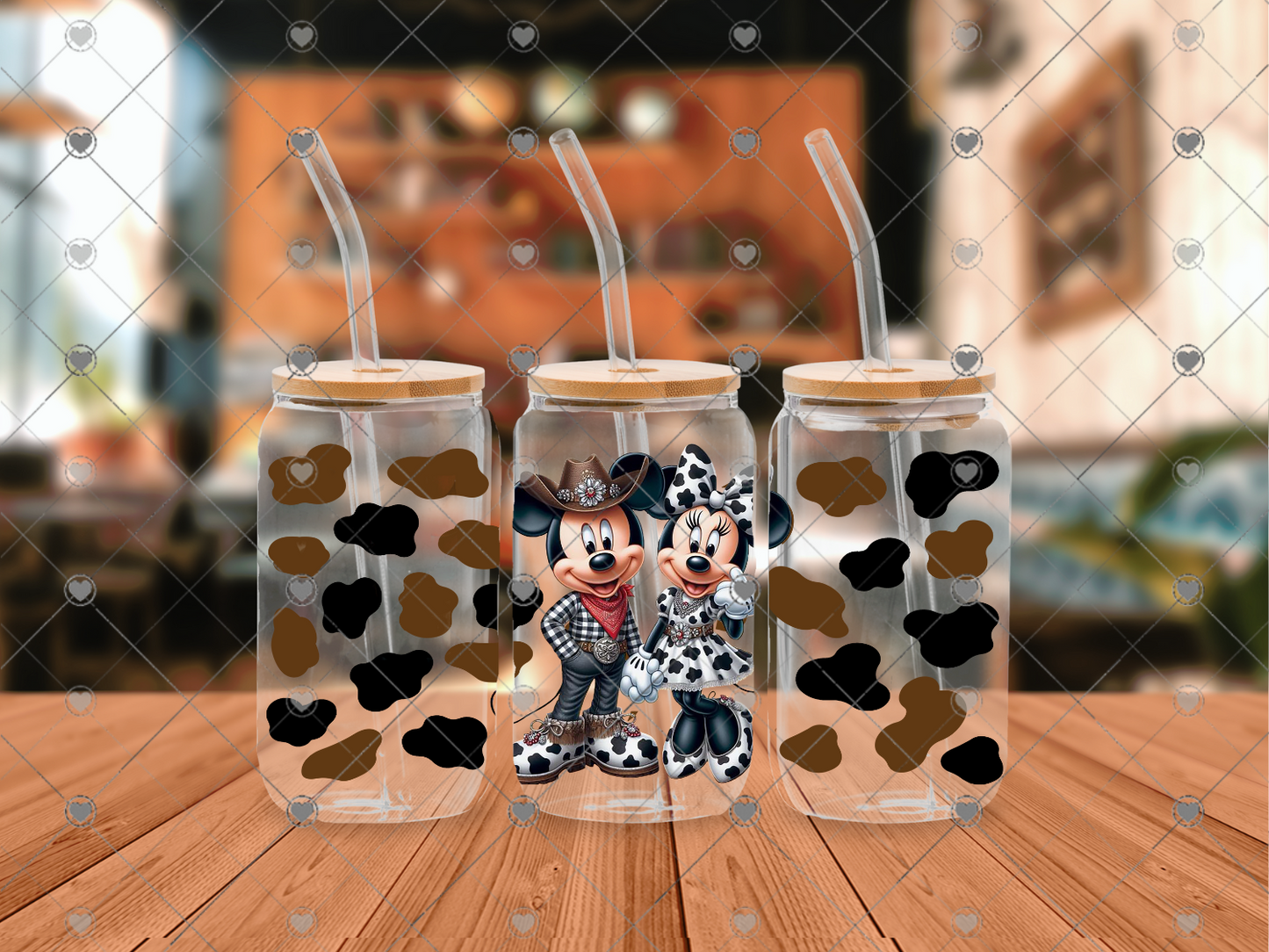 857 Mouse Couple boots 16OZ UVDTF WRAP