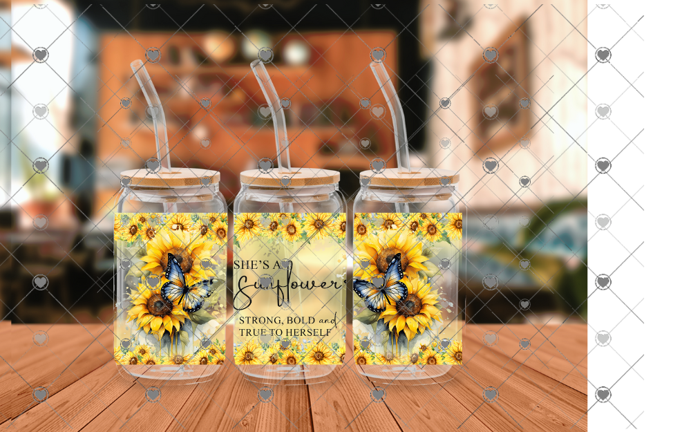 F89 SHE IS A SUNFLOWER 16OZ UVDTF WRAP