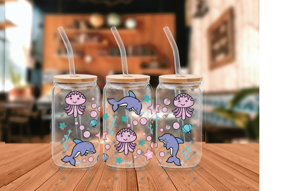 D36 OCTOPUS AND DOLPHINS 16 OZ UVDTF WRAP