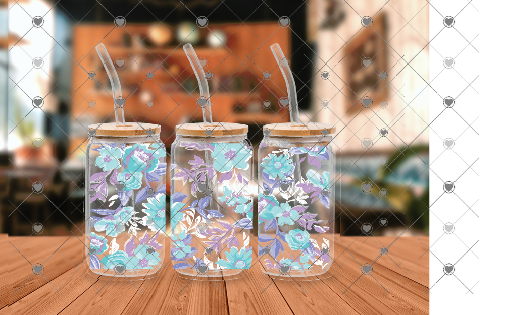 E77 BLUE FLOWERS 16 OZ UVDTF WRAP