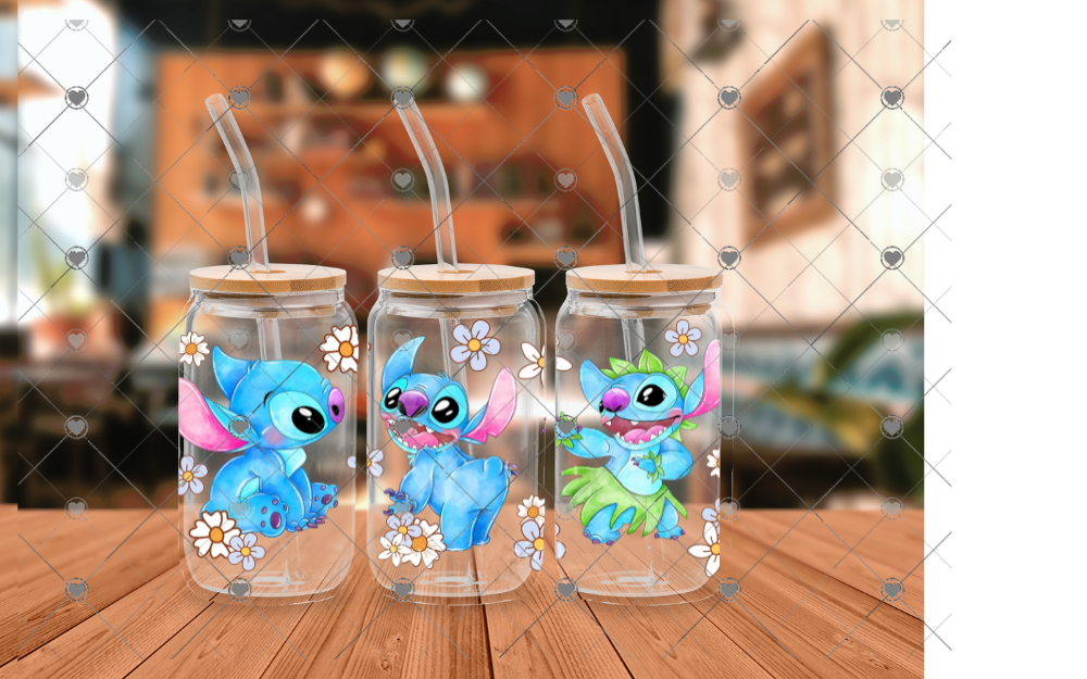 B18 ALIEN WATER COLOR FLOWERS UVDTF WRAP 16 oz