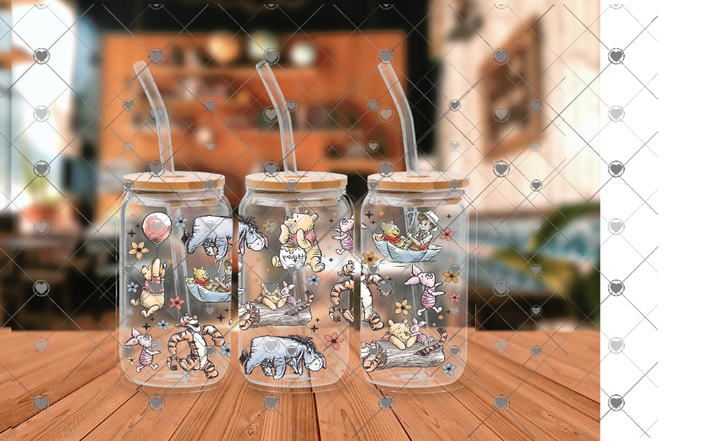 F58 BEAR AND FRIENDS DRAWINGS 16 OZ UVDTF WRAP