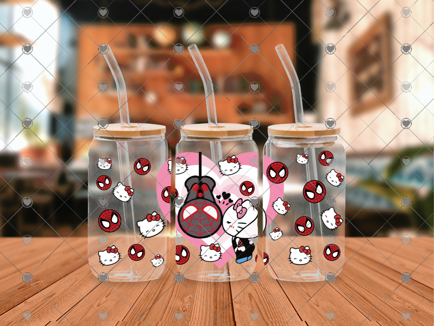 717 Spider and Kitty kiss love 16OZ UVDTF WRAP