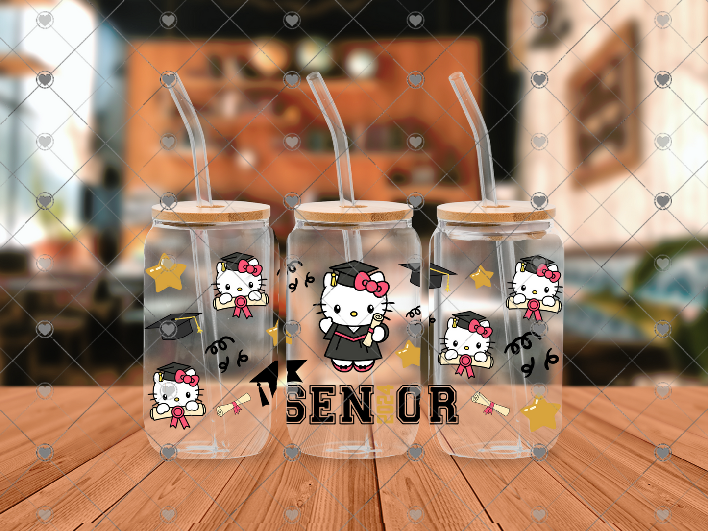 818 Kitty Graduate 16OZ UVDTF WRAP