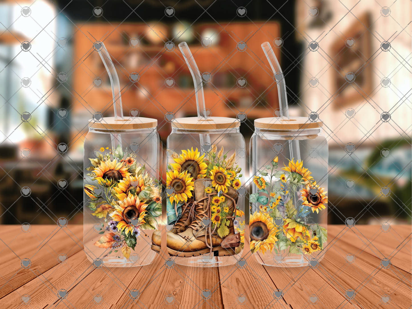 698 boots sunflowers 16OZ UVDTF WRAP