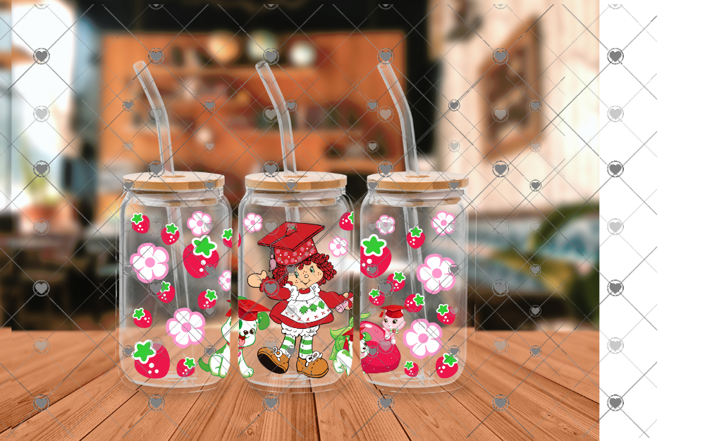 F68 STRAWBERRY GIRL GRADUATE 16OZ UVDTF WRAP