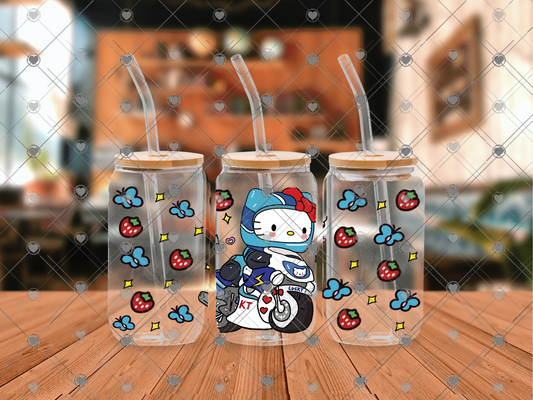 696 Cat motorcycle blue 16OZ UVDTF WRAP