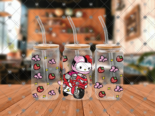 697 Cat motorcycle pink 16OZ UVDTF WRAP