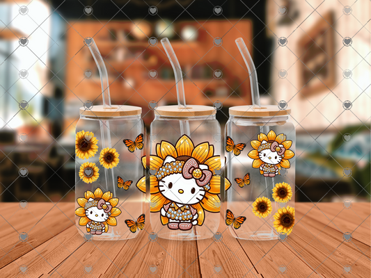 835 Kitty Sun Flower 16OZ UVDTF WRAP