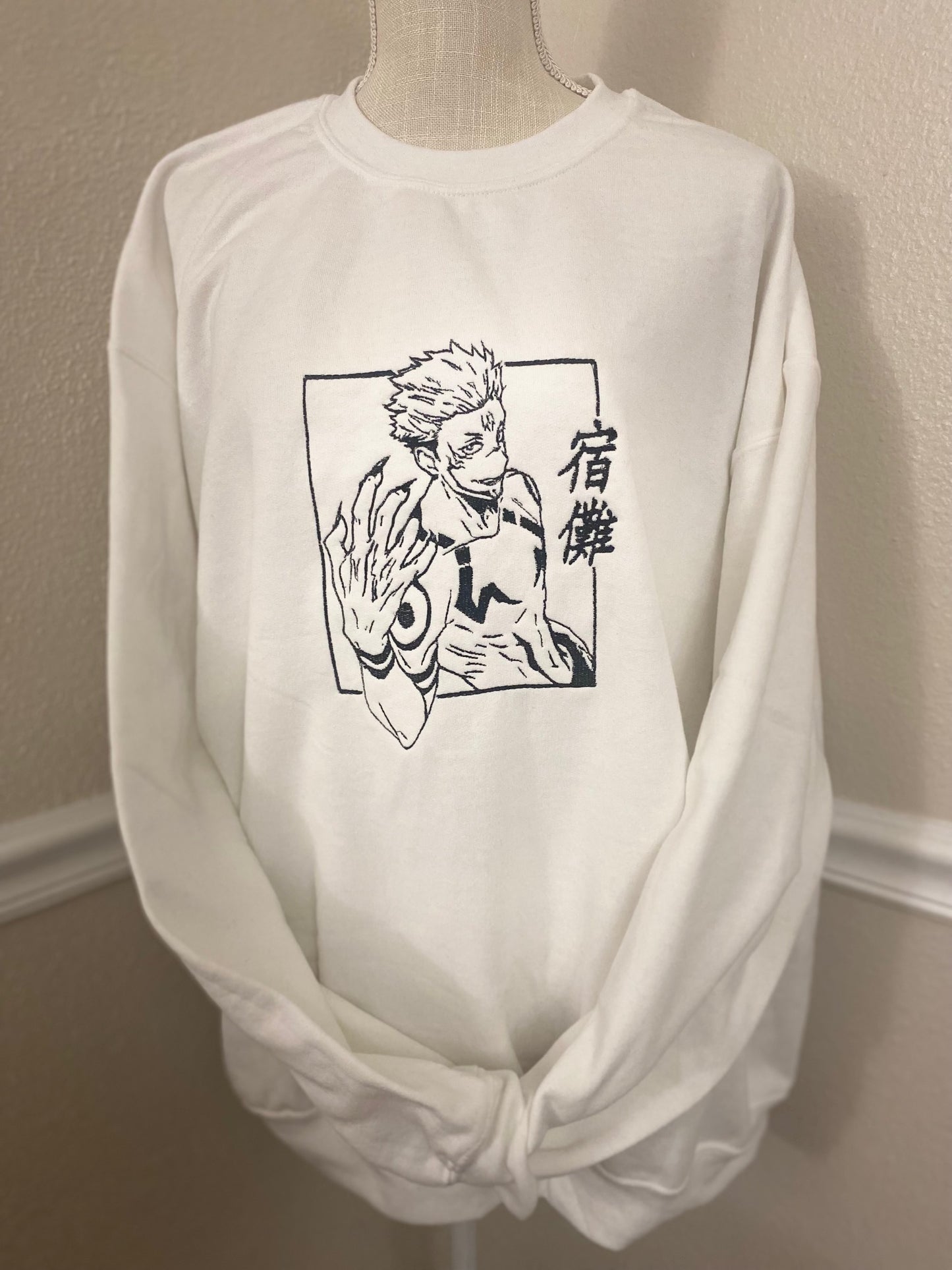 Anime Embroidered Sweatshirt .